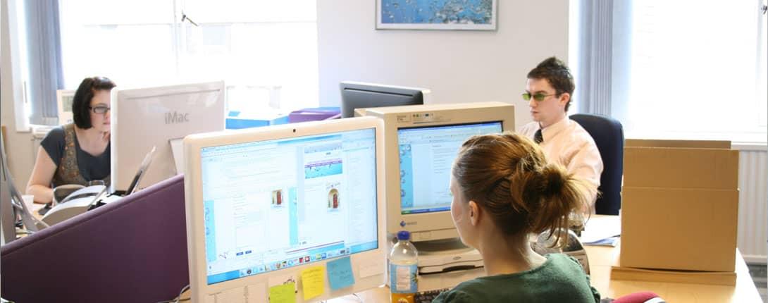 GWS staff at work in 2008 - Hannah and Ian (designers)